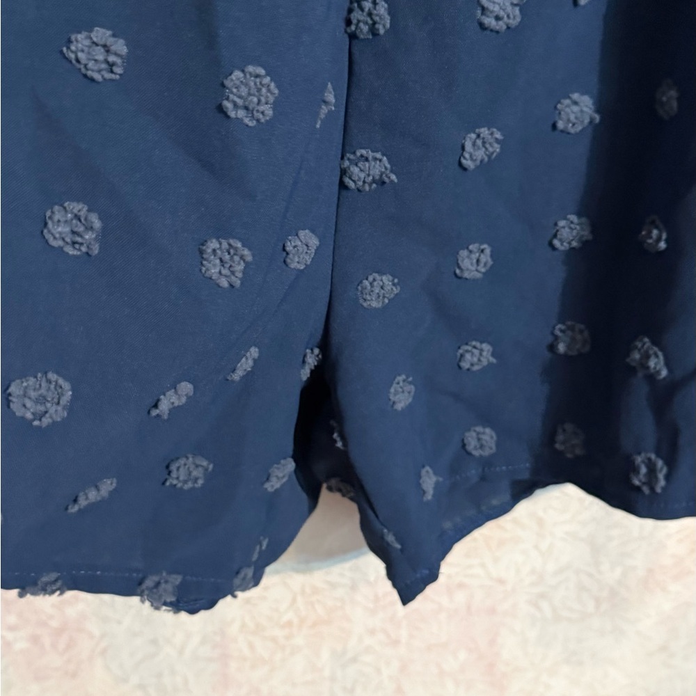 Source Unknown Navy Strapless Textured Smocked Bu… - image 2